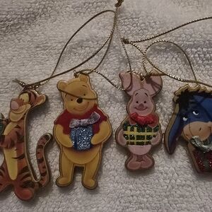Disney Winnie the Pooh Holiday Ornaments - Yellow, Pink, Blue, Gold